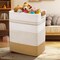Laundry Hamper - 85L Large Laundry Basket with Leather Handles, Decorative Storage Basket for Blankets - Cotton Rope Woven Baskets for Storage, Clothes Hamper for Living Room, Jute & White